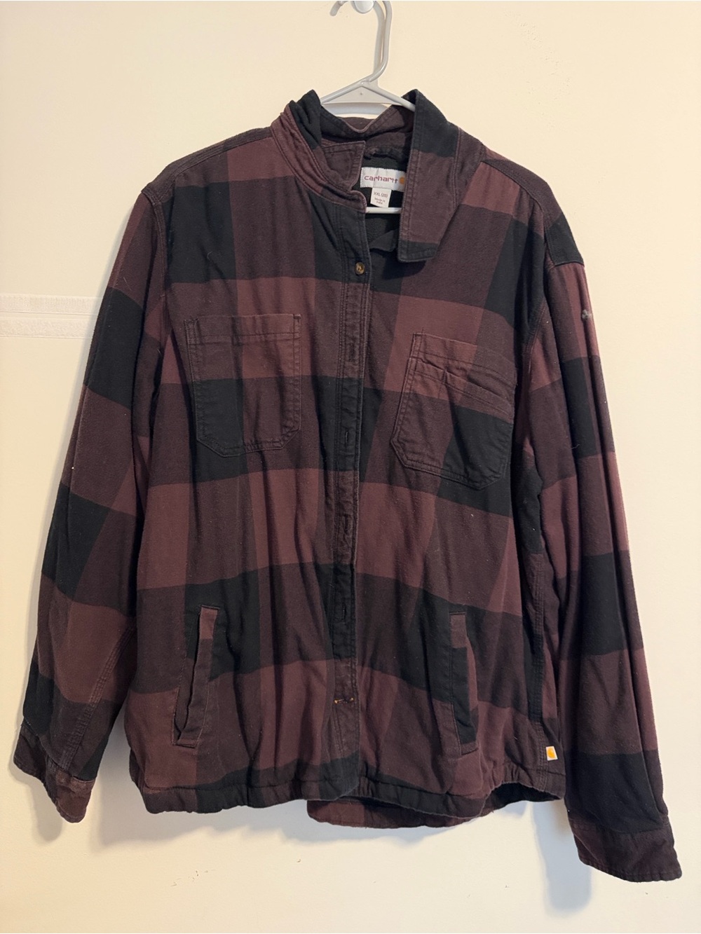 Carhartt Women’s Buffalo Plaid Utility Jacket in Maroon and Black